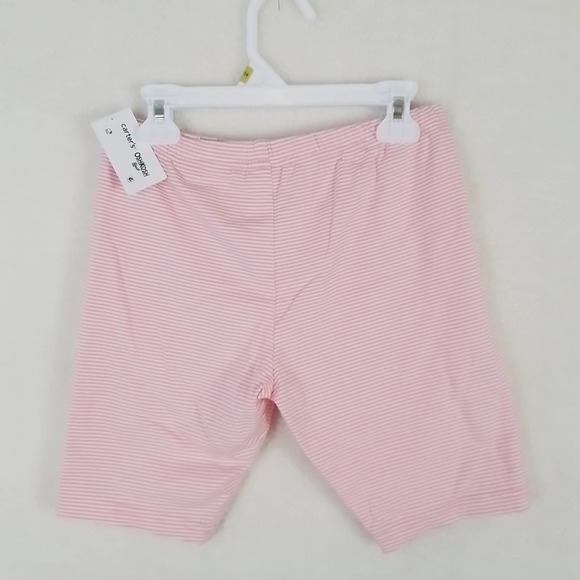 Carter's Kid Cotton Shorts Girl's Size 14 In Pink White Stripes - Picture 2 of 10
